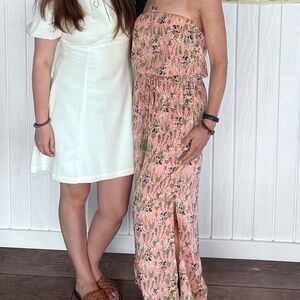 Strapless Wide Leg Jumpsuit with Pockets & Leg Slits